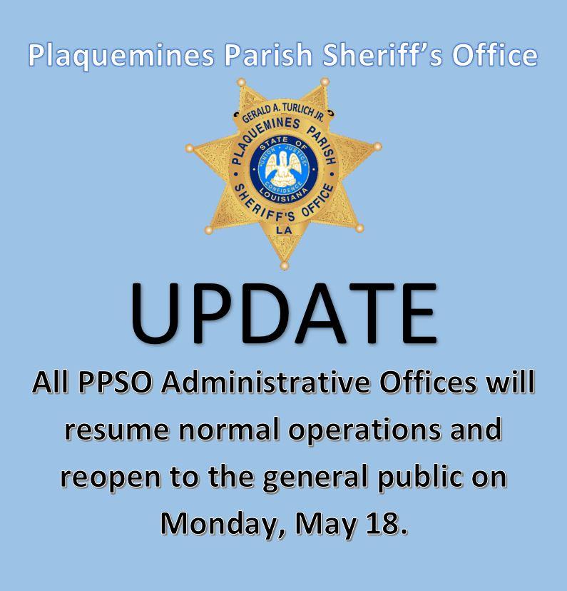 Admin Offices Reopen May18