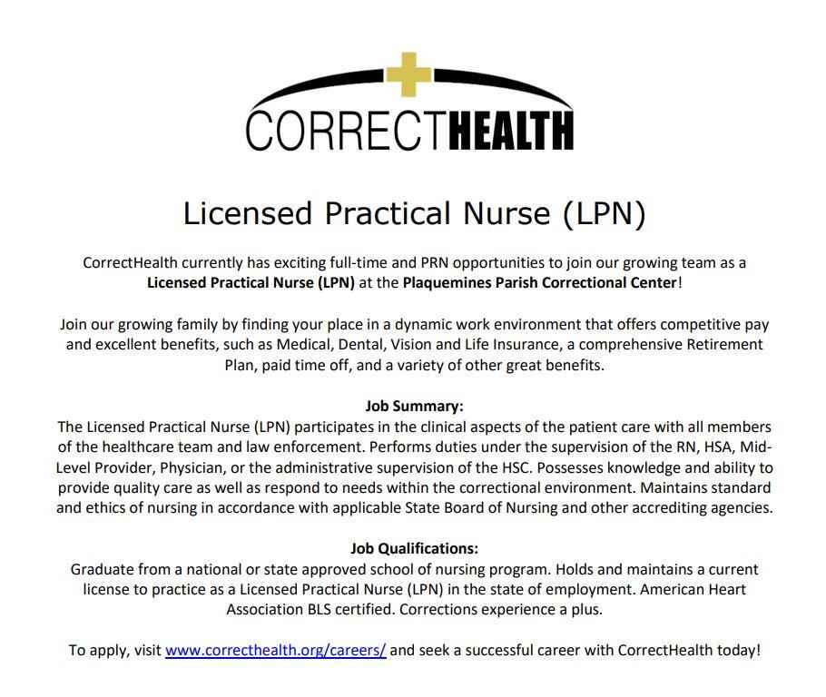 Correct Health LPN Job Overview