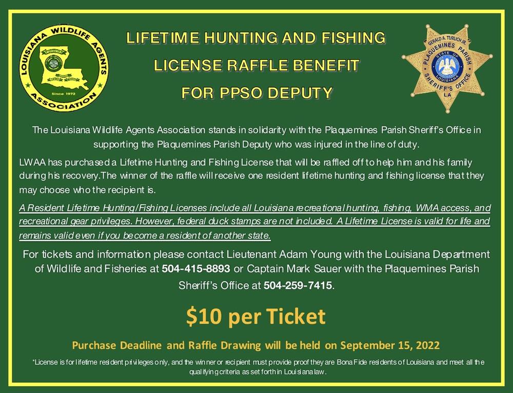 Wildlife Raffle Flyer for Injured PPSO Deputy 2022